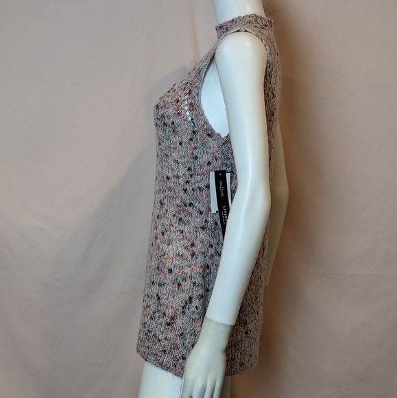 Liverpool Pink Knitted Confetti Dot Sleeveless Mock Neck Sweater Vest Top Small - Picture 2 of 7